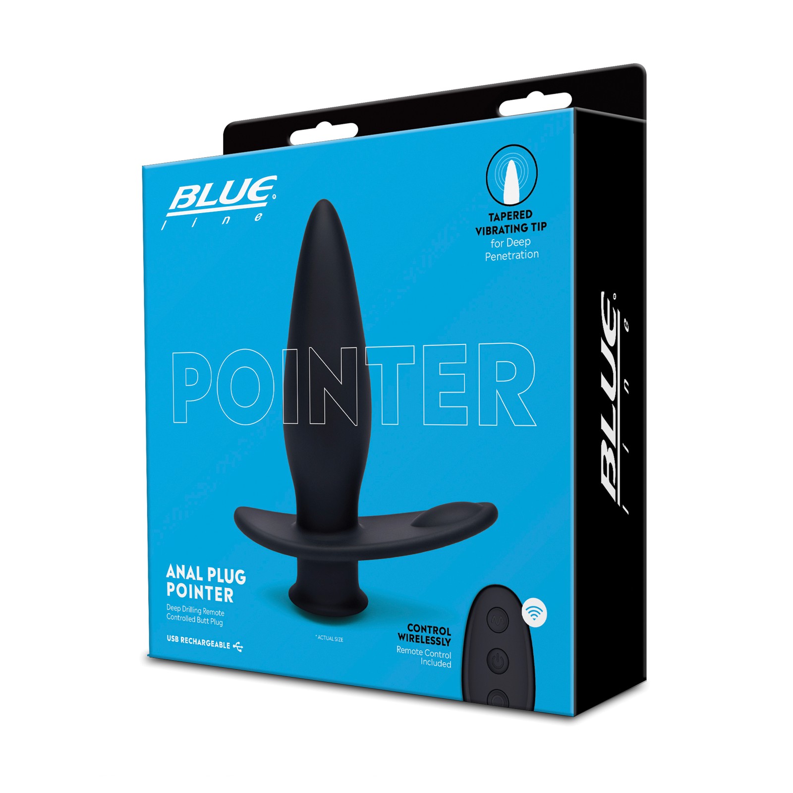 Blue Line Vibrating Anal Plug Pointer Black