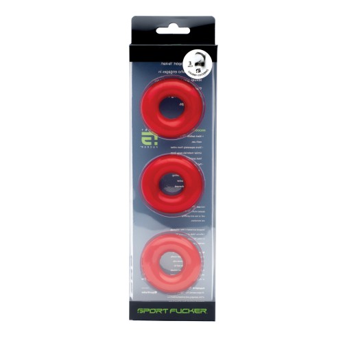 Pack de 3 Cockrings Chubby Sport Fucker - Rojo