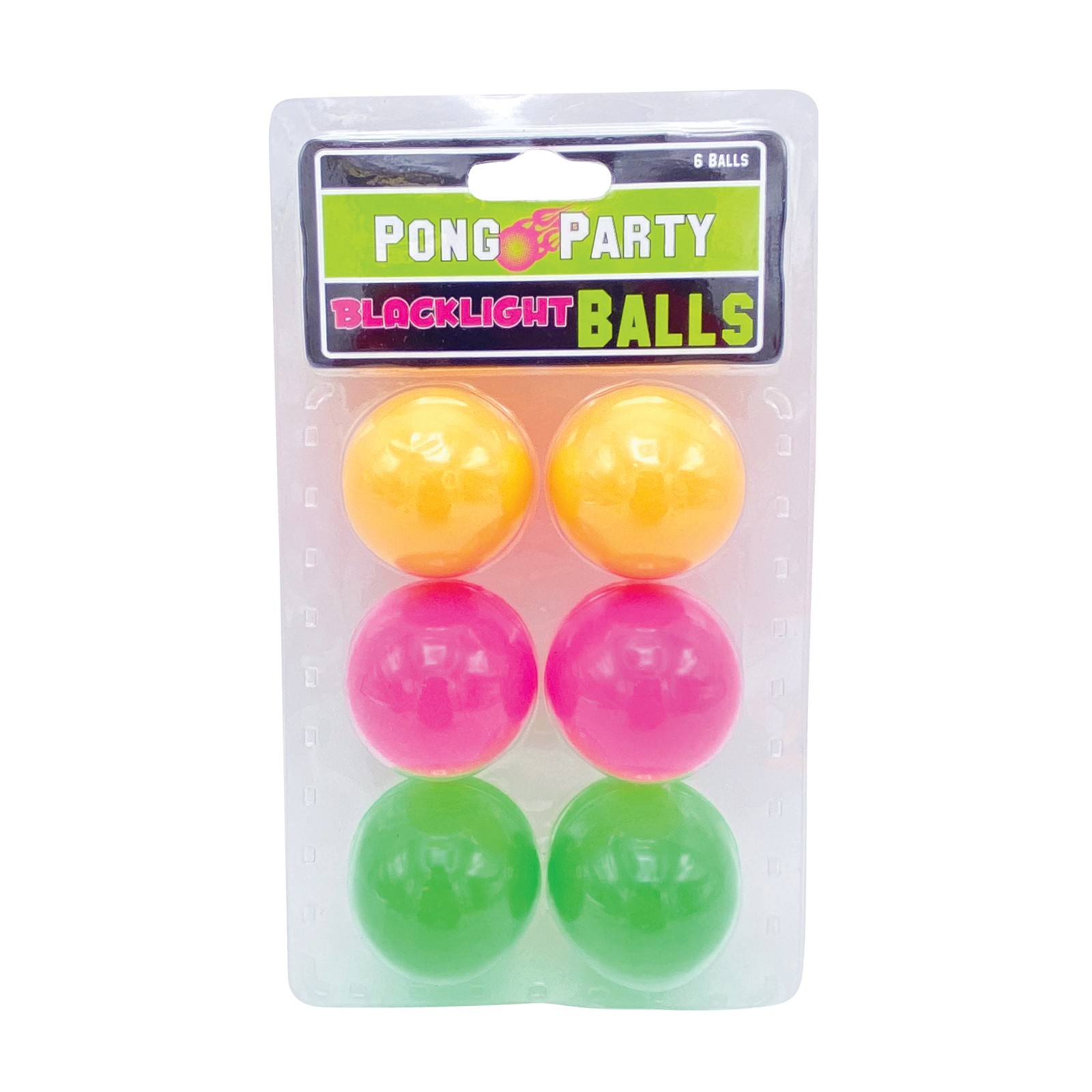 Black Light Pong Balls Assorted Colors 6 Pack