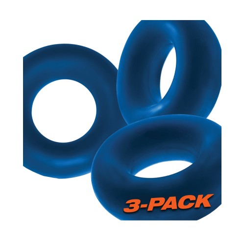 Oxballs Fat Willy 3 Pack Anillos de Cock Jumbo Azul Espacial