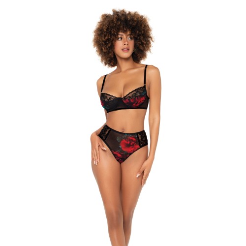 Underwire Bra & High Waisted Bottom Set Black L/XL