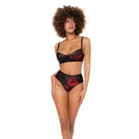 Underwire Bra & High Waisted Bottom Set Black L/XL