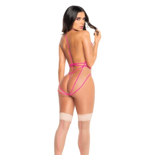 Strappy Teddy Adjustable Hook Eye Crotch Closure Neon SM