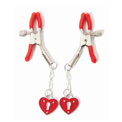 Sexy AF Nipple Clamps Red Heart Charms