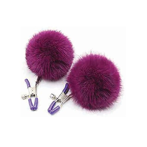 Sexy AF Nipple Clamps with Purple Puff Ball