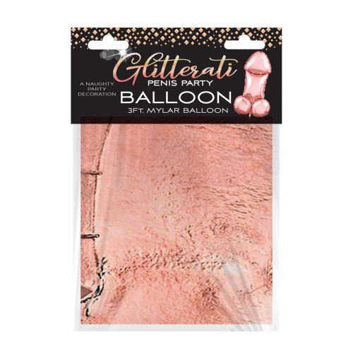 Glitterati Penis Mylar Balloon - Rose Gold