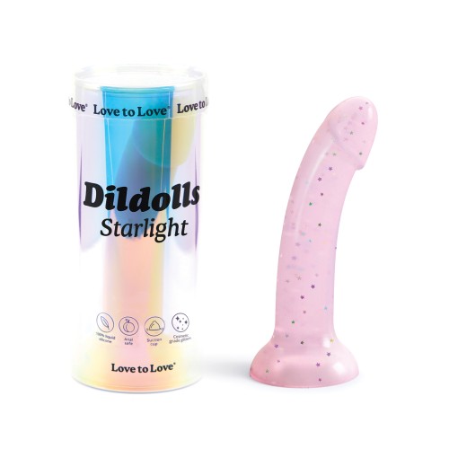 Love to Love Curved Suction Cup Dildolls Starlight Pink