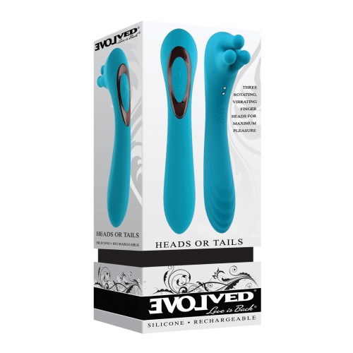 Evolved Heads or Tails Rechargeable Vibrator in Teal