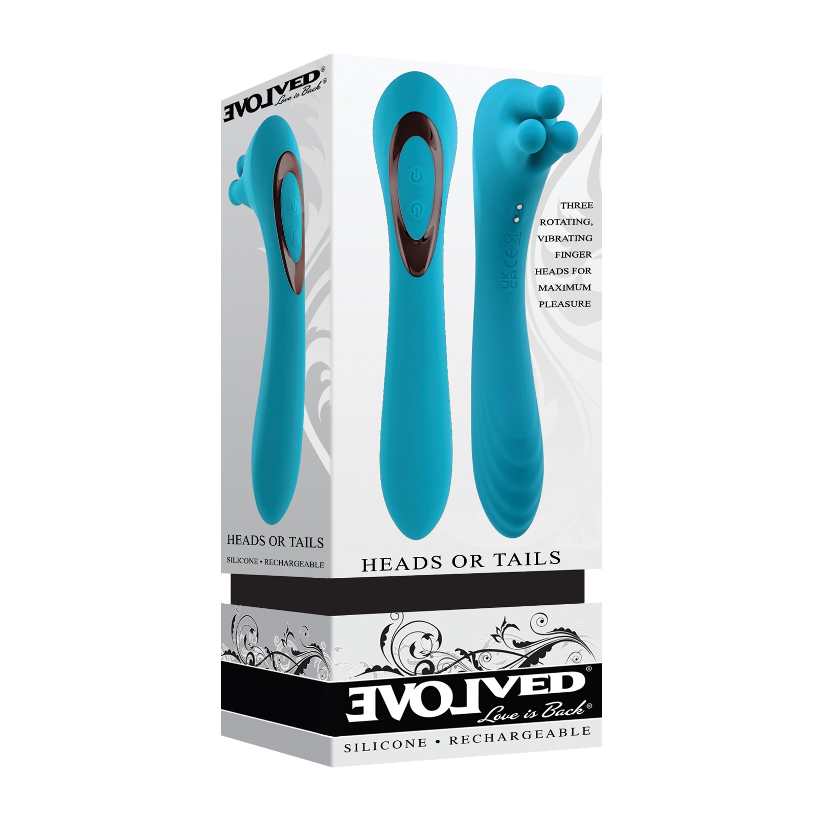 Evolved Heads or Tails Rechargeable Vibrator in Teal