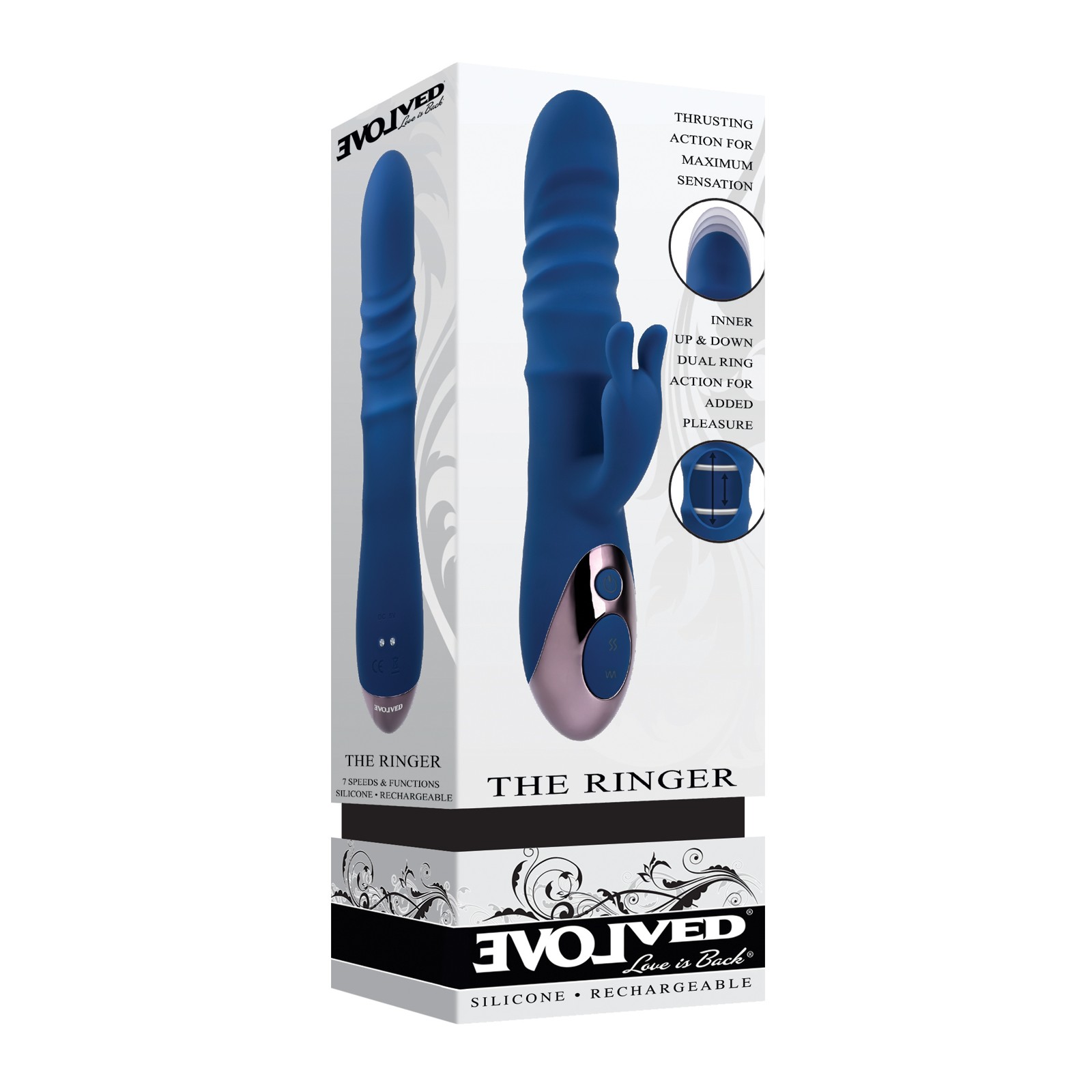 Evolved The Ringer Rechargeable Thrusting Rabbit - Blue