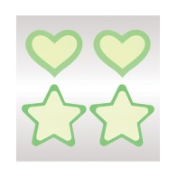 Peekaboos Corazones y Estrellas que Brillan en la Oscuridad Verde