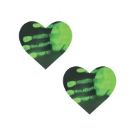 Neva Nude Temperature Reactive Heart Pasties Neon Green