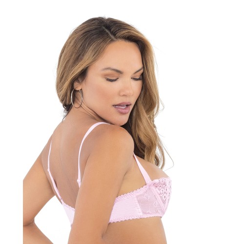 Lace Bra w/Underwire Boning Cups - Pink 32