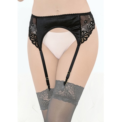 Satin and Lace Garterbelt Black Small Size