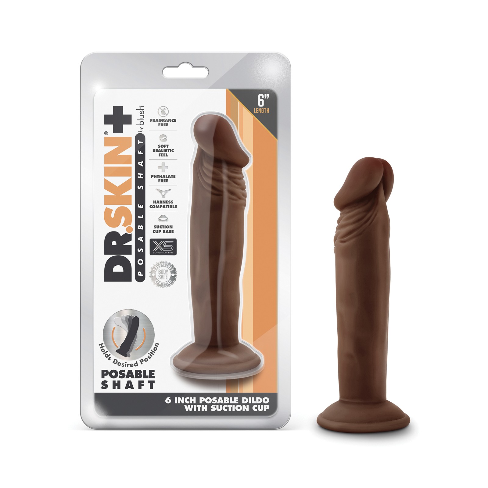 Dildo Posable Blush Dr. Skin Plus de 6 Pulgadas Chocolate