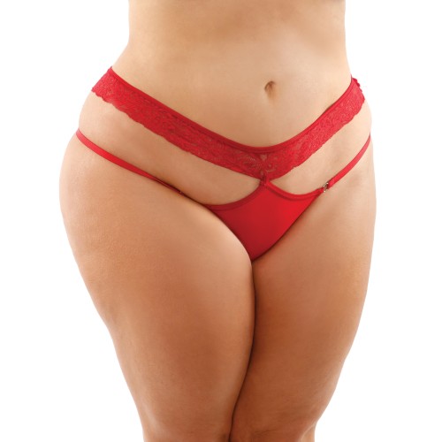 Bottoms Up Ren Panty de Microfibra con Cintura de Encaje Rojo QN