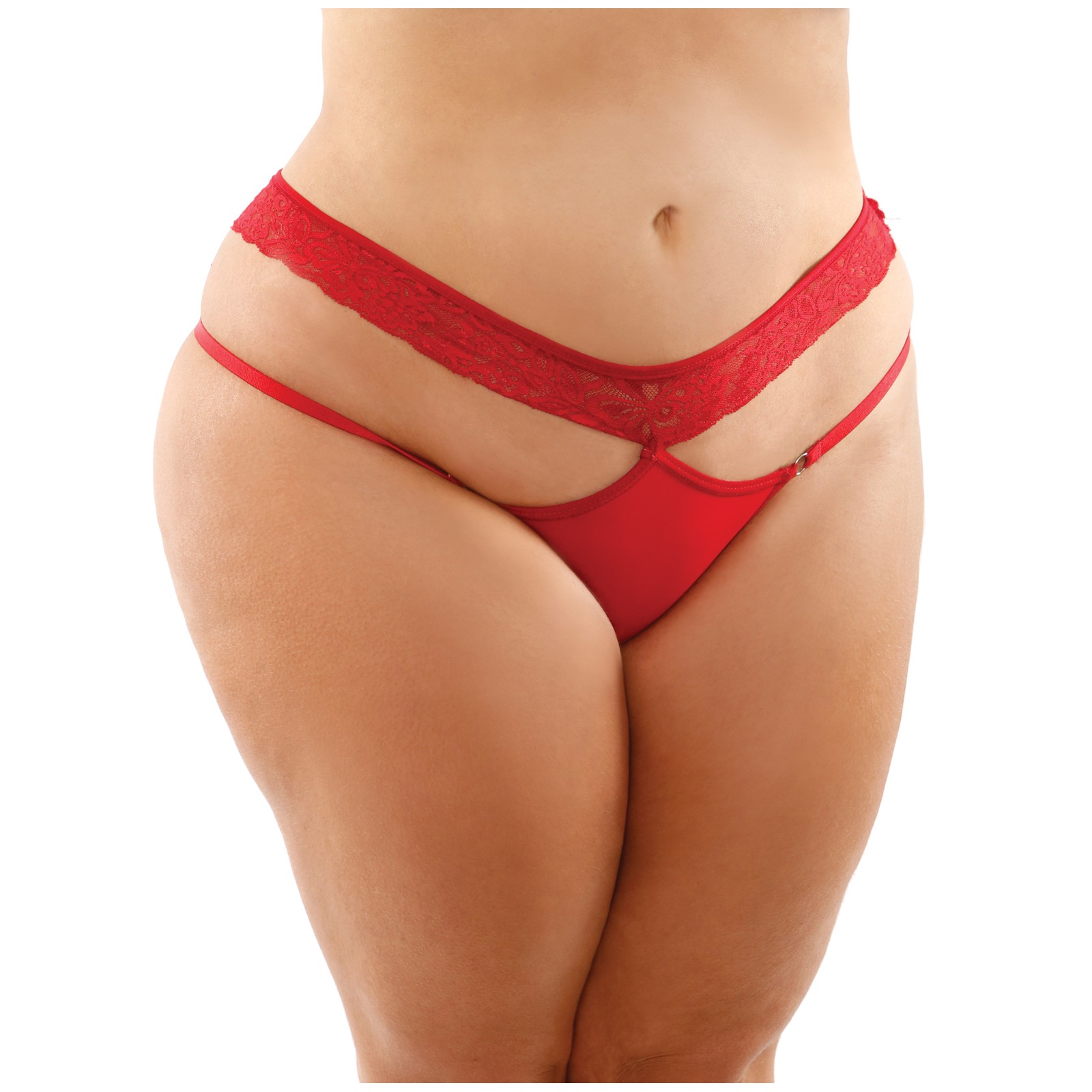 Bottoms Up Ren Panty de Microfibra con Cintura de Encaje Rojo QN