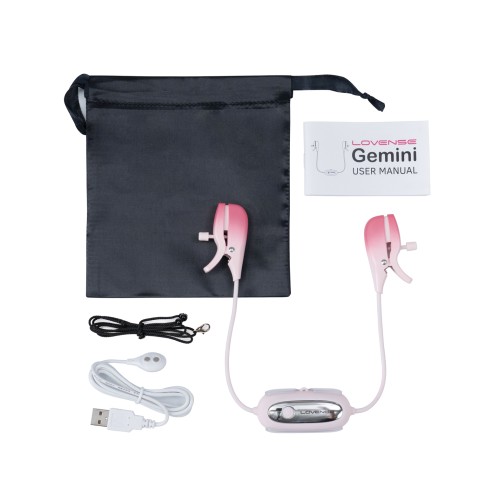 Lovense Gemini Vibrating Nipple Clamps - Pink