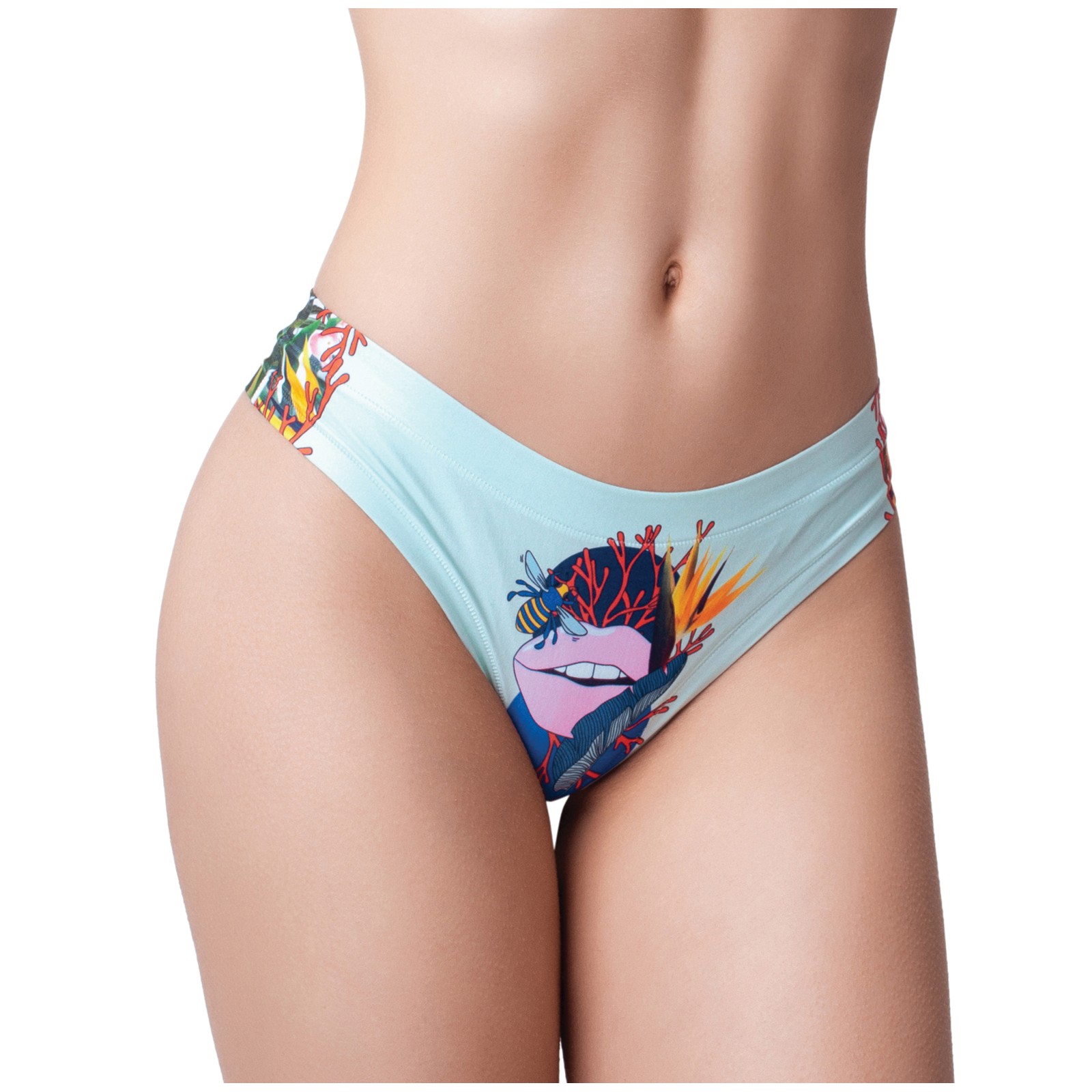 Mememe Botanic Panic Lips Printed Thong for Comfort