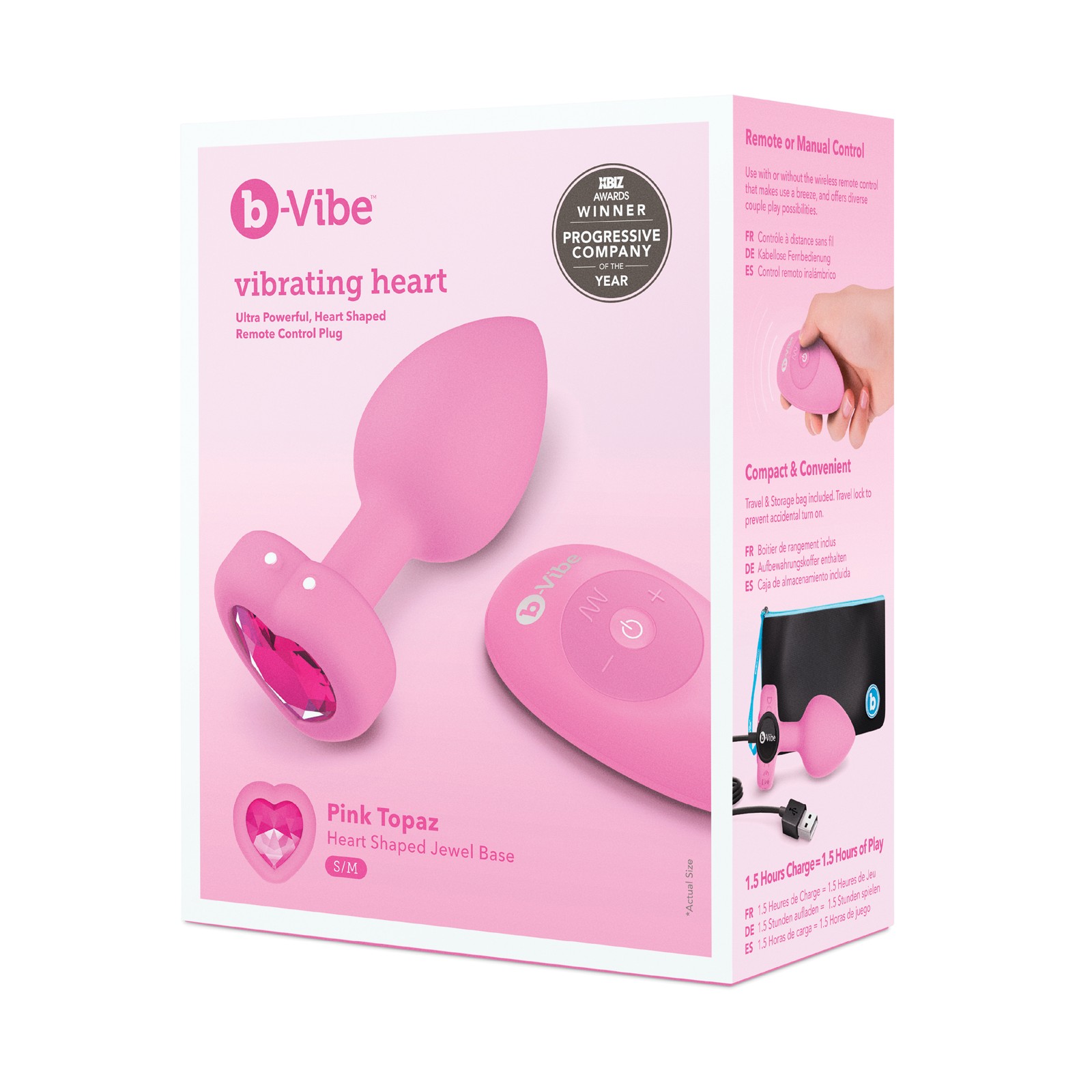 b-Vibe Vibrating Heart Plug Small Medium Pink