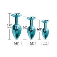 Nixie Metal Butt Plug Trainer Set w/Inlaid Jewel - Blue Metallic