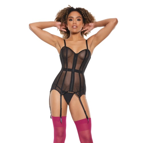 Corset Powernet Totalmente Bonado Con Espalda Con Cierre de Lazo Negro LG