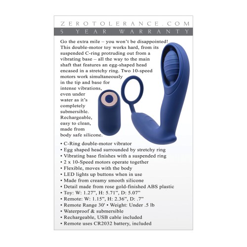 Vibrador C Ring Extra Mile de Zero Tolerance en Azul