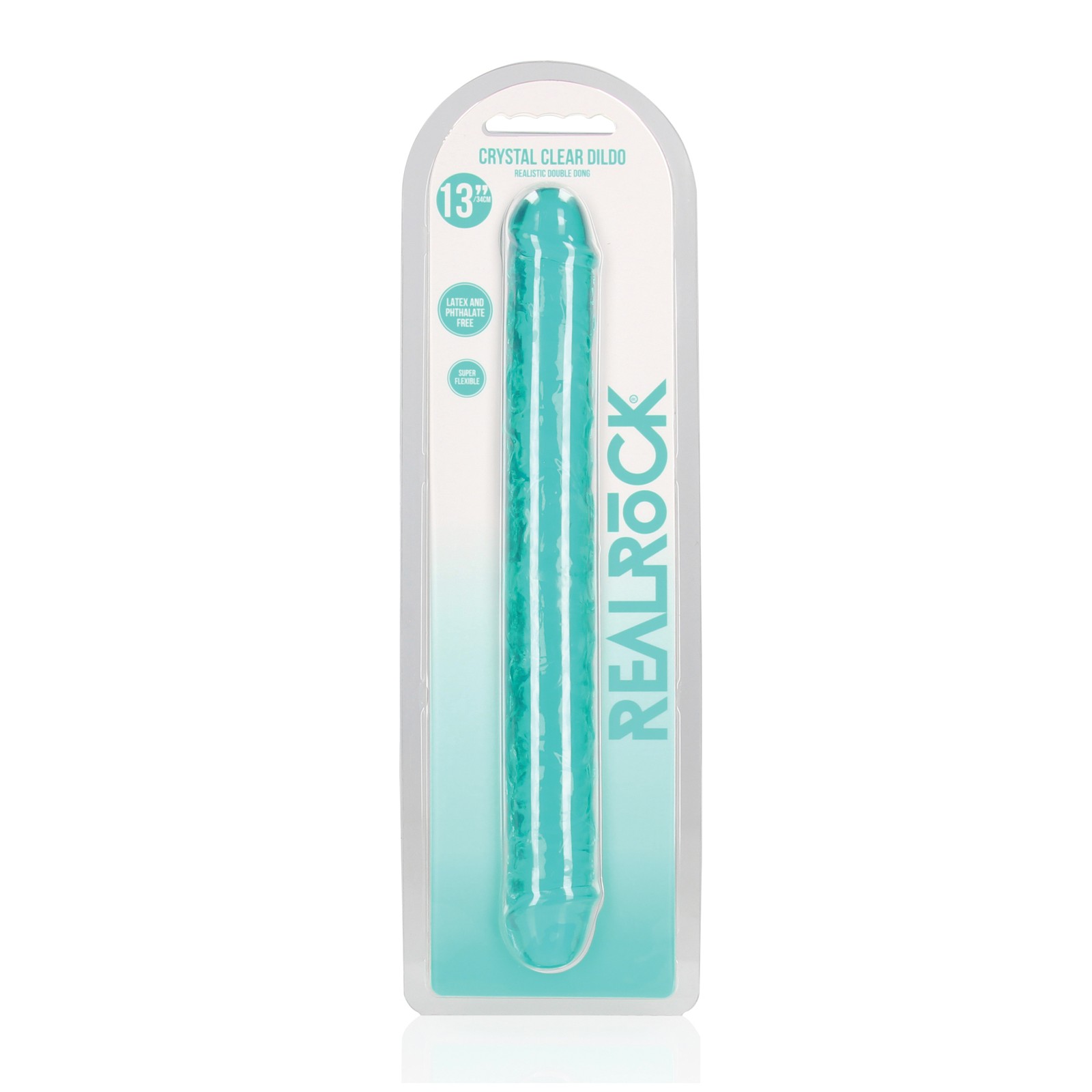 Shots RealRock Crystal Clear 13 Double Dildo Turquoise