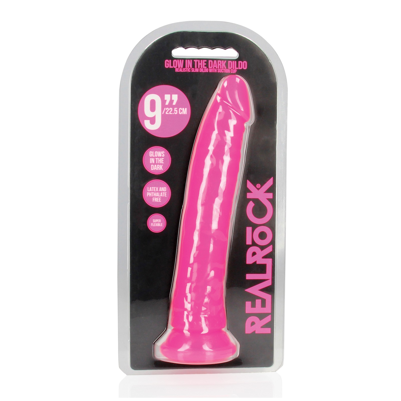 Shots RealRock Neon Pink 9 Slim Dildo