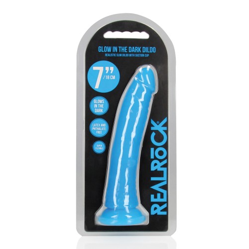 Dildo RealRock Brilla en la Oscuridad 7" - Azul Neón