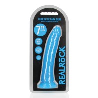 Dildo RealRock Brilla en la Oscuridad 7" - Azul Neón