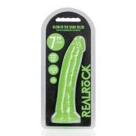 Neon Green 7 Slim Glow in the Dark Dildo - Shots