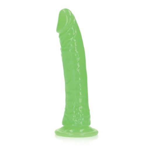 Neon Green 7 Slim Glow in the Dark Dildo - Shots