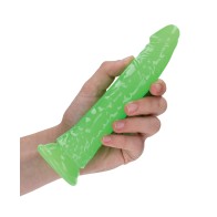 Neon Green 7 Slim Glow in the Dark Dildo - Shots