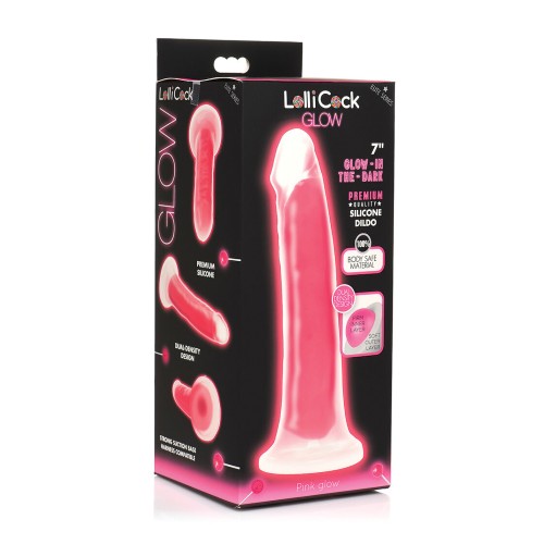 Curve Toys Lollicock 7 Inch Glow in the Dark Silicone Dildo Pink