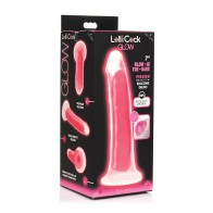 Curve Toys Lollicock 7 Inch Glow in the Dark Silicone Dildo Pink