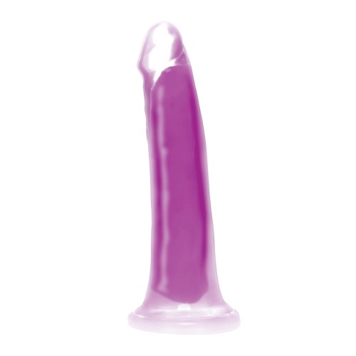 Dildo Curve Toys Lollicock de 7" que Brilla en la Oscuridad - Púrpura