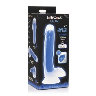 Curve Toys Lollicock Dildo de 7" que Brilla en la Oscuridad - Azul