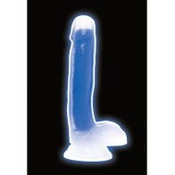 Curve Toys Lollicock Dildo de 7" que Brilla en la Oscuridad - Azul