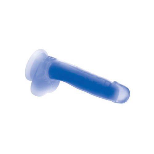 Curve Toys Lollicock Dildo de 7" que Brilla en la Oscuridad - Azul