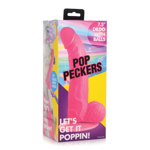 Pop Peckers 7.5 Inch Dildo with Balls Pink