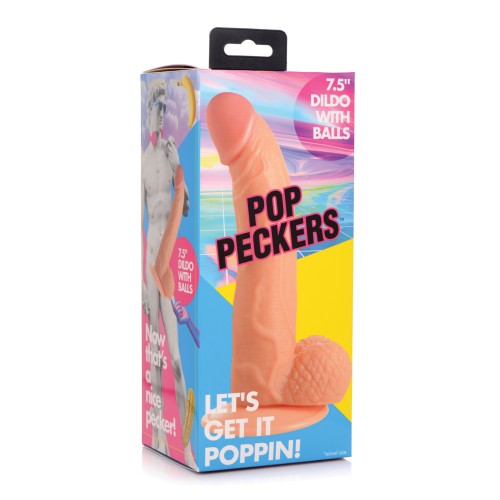 Pop Peckers 7.5 Inch Dildo with Balls - Light