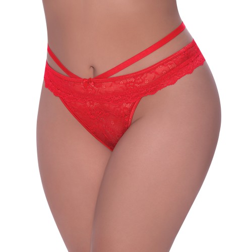 Panty Coquetona Peek-A-Boo Ooh La Lace Roja Talla Única