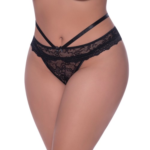 Ooh La Lace Panty Trasero Abierto Negro QN