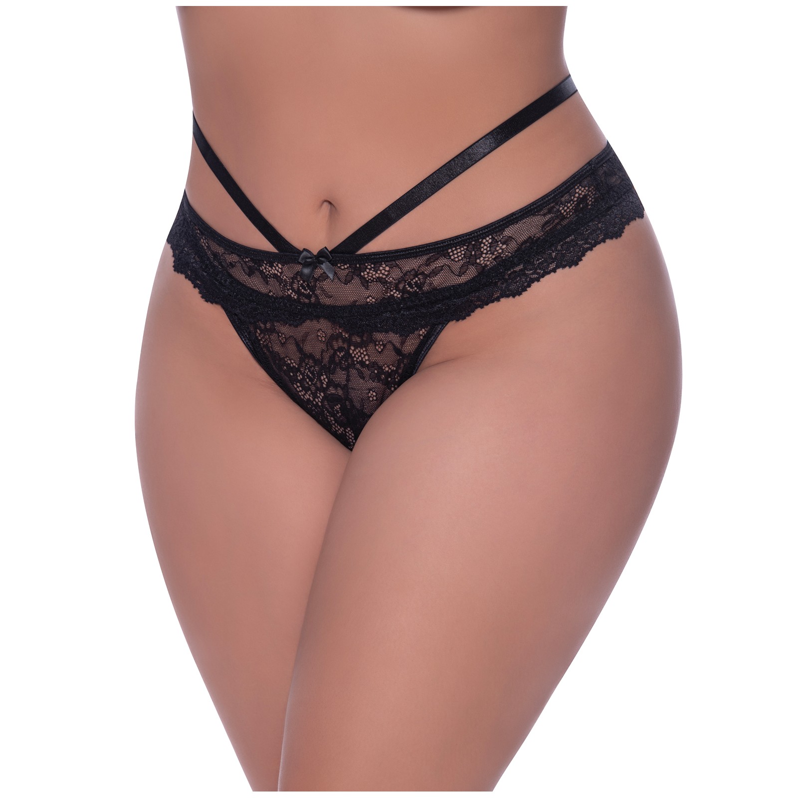 Ooh La Lace Peek-A-Boo Cheeky Panty Black QN