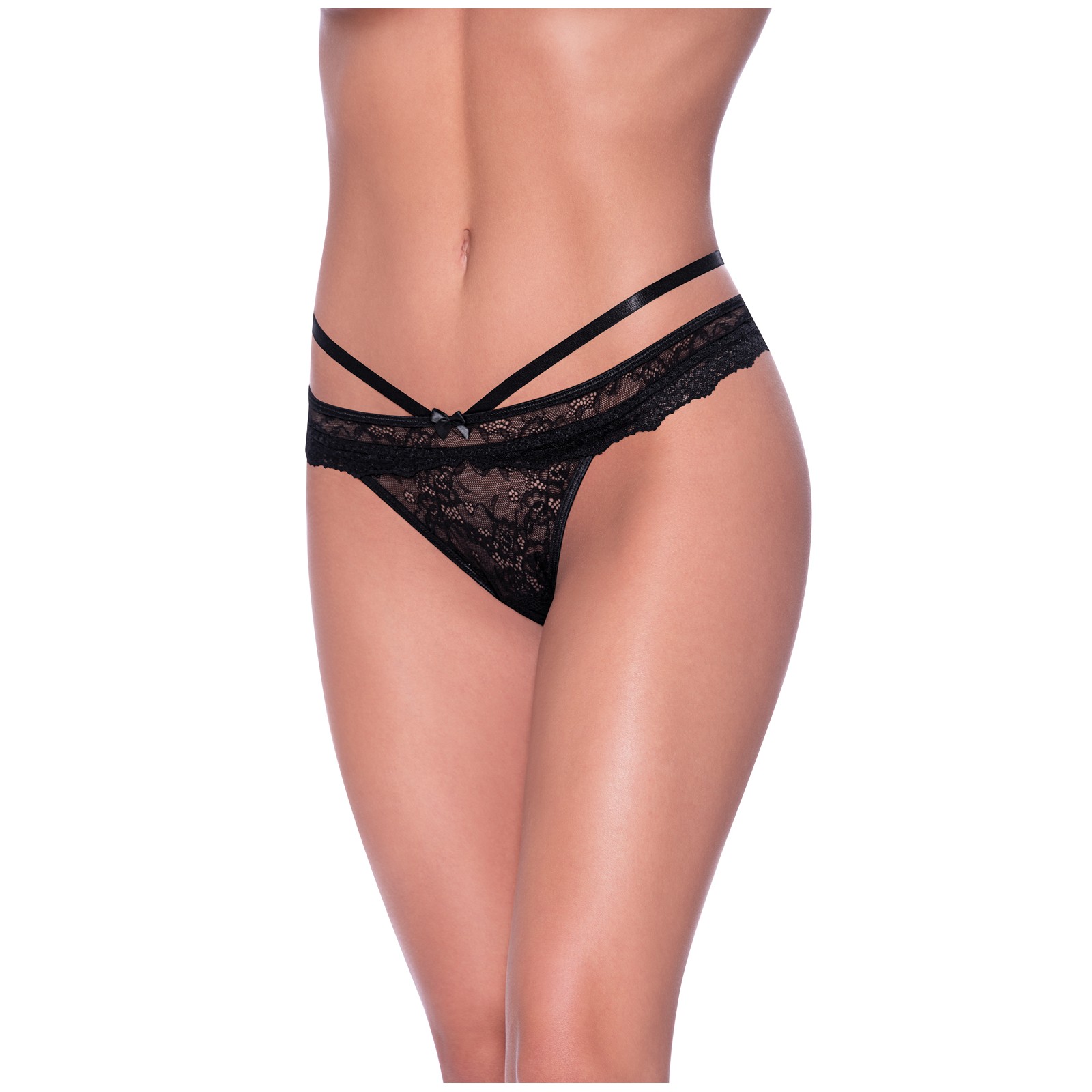 Ooh La Lace Peek-A-Boo Cheeky Panty - Black S/M