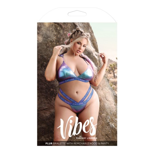 Vibes Plur Bralette and Panty Set Holographic