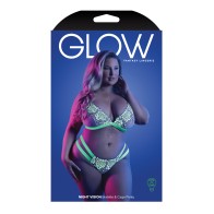 Glow Night Vision Glow In the Dark Bralette & Cage Panty QN