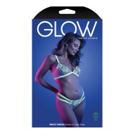 Glow-In-The-Dark Bralette & Cage Panty Set S/M