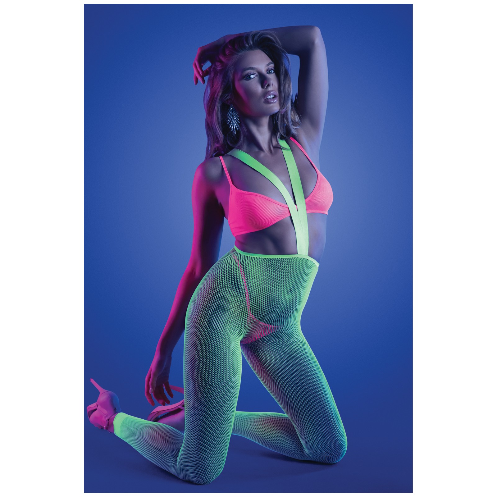 Glow Come Alive Suspender Stockings Set - UV Reactive